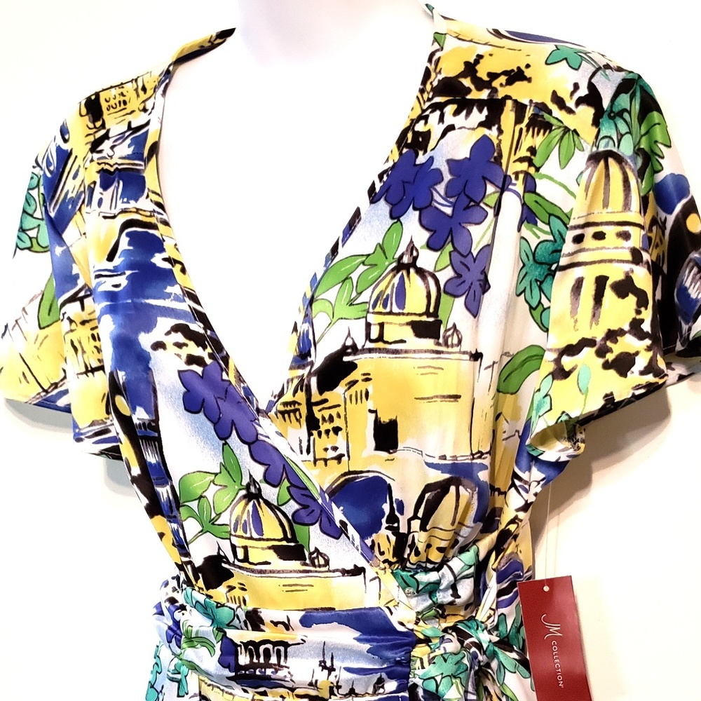 JM Collection Tropical Print Tie Top Blouse 14